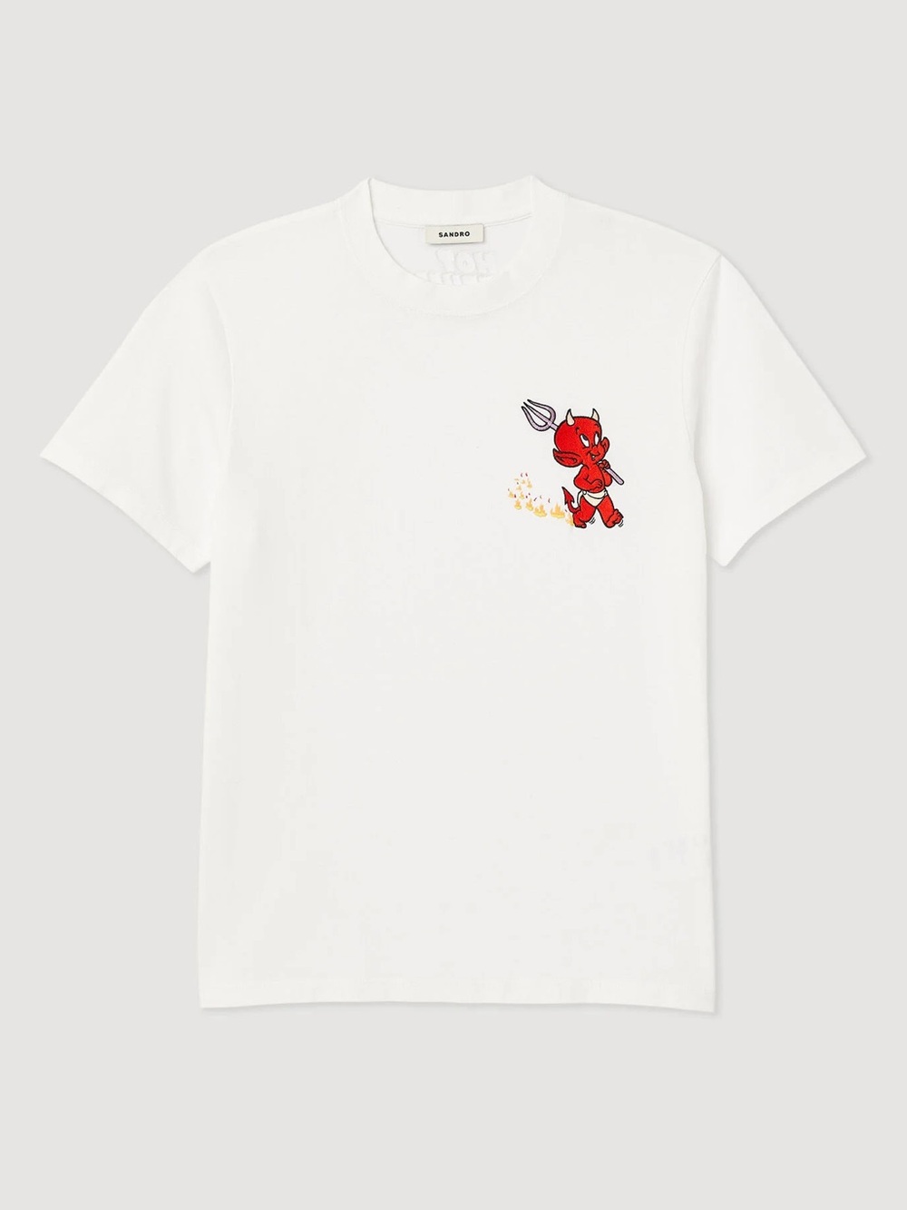 NWT Sandro x Hot Stuff White Graphic Tee Little Devil Crewneck Mens T-Shirt S